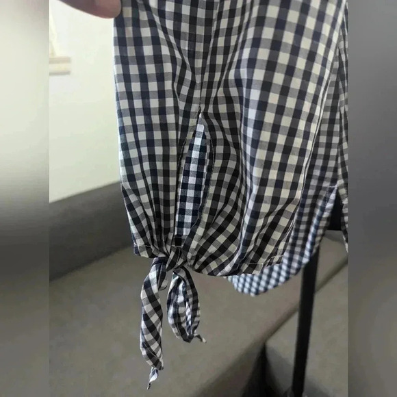 Vince Camuto Black and White Gingham Top -- Size S -- Preppy Jackie O Brunch - Picture 5 of 8